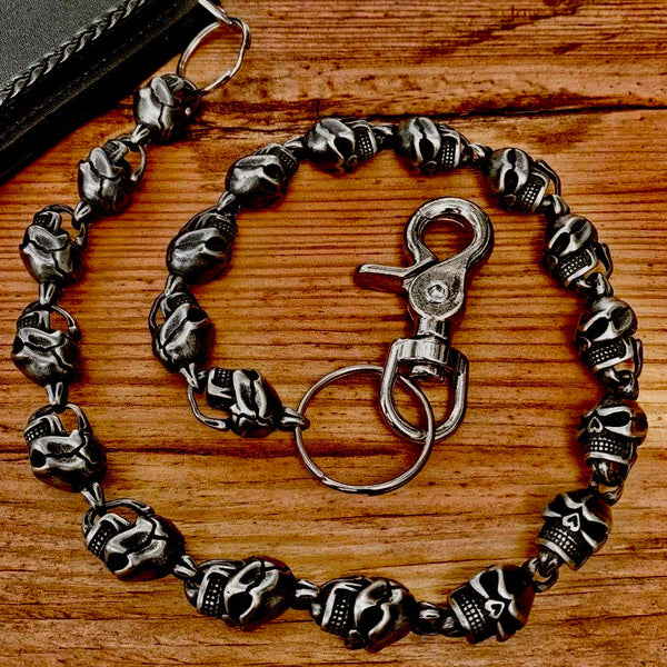 Sanity Steel Wallet Chain 21 inches Hell Ride Custom Skull Wallet Chain 1" - Galvanized