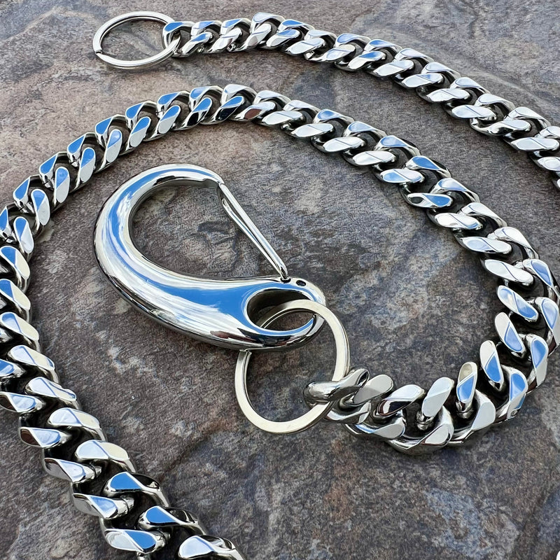 Sanity Steel Wallet Chain 23” Bagger Classic Cuban Link Wallet Chain - W/ Sanity’s Polished Hook Clip - WC01