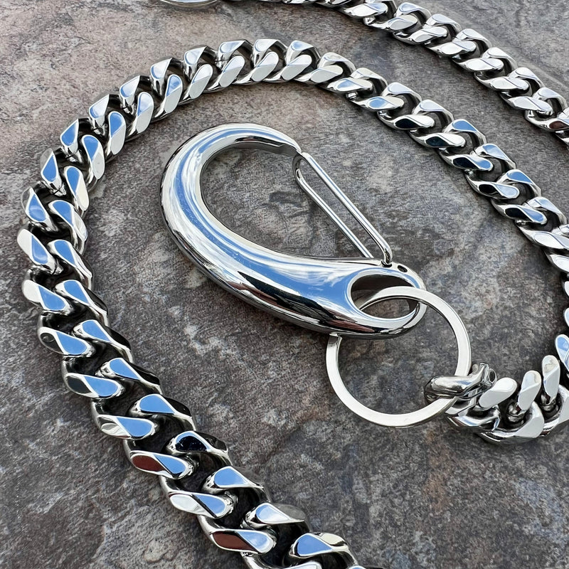Sanity Steel Wallet Chain 23” Bagger Classic Cuban Link Wallet Chain - W/ Sanity’s Polished Hook Clip - WC01