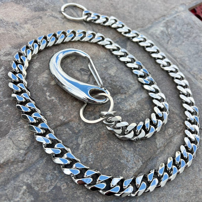 Sanity Steel Wallet Chain 23” Bagger Classic Cuban Link Wallet Chain - W/ Sanity’s Polished Hook Clip - WC01