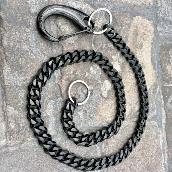 Sanity Steel Wallet Chain 23” Easy Biker Wallet Chain Black 3/4” - W/ Sanity’s Black Hook Clip - WC78