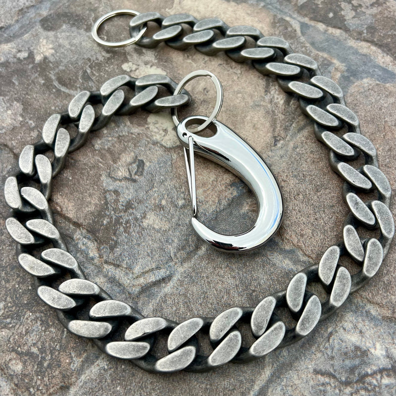Sanity Steel Wallet Chain 23” Easy Biker Wallet Chain Galvanized 3/4” - W/ Sanity’s Polished Hook Clip - WC15