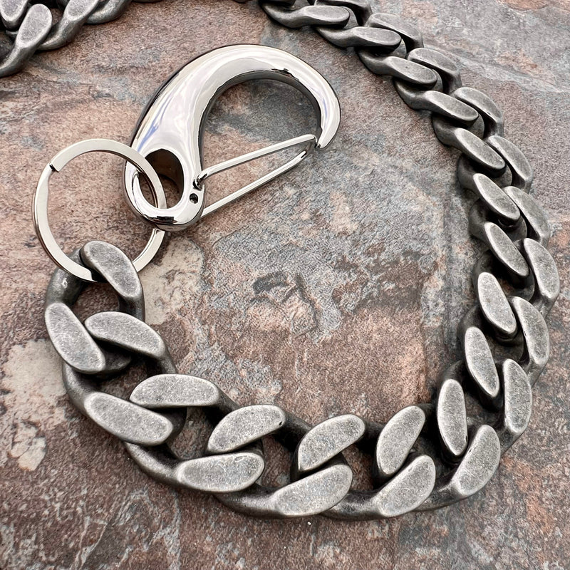 Sanity Steel Wallet Chain 23” Easy Biker Wallet Chain Galvanized 3/4” - W/ Sanity’s Polished Hook Clip - WC15