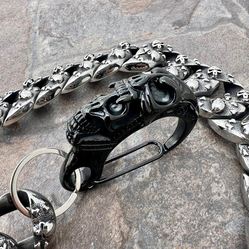 Sanity Steel Wallet Chain 23” Huge Skull and Crossbones Wallet Chain - W/ Sanity’s Black Scream Clasp - WC50