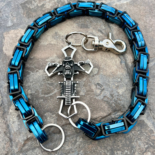 Sanity Steel Wallet Chain 24” Cowboy Cross Wallet Chain - Black & Blue Daytona CVO - WC226CVO
