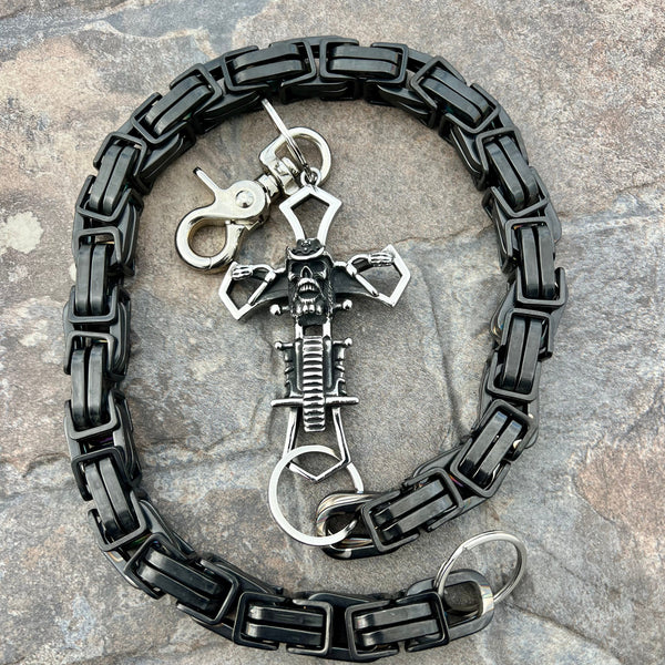 Sanity Steel Wallet Chain 24” Cowboy Cross Wallet Chain - Black Daytona CVO - WC229CVO