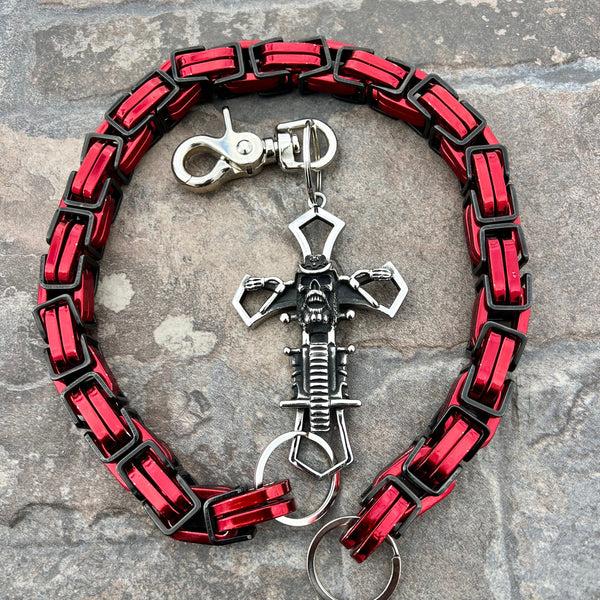 Sanity Steel Wallet Chain 24” Cowboy Cross Wallet Chain - Black & Red Daytona CVO - WC227CVO