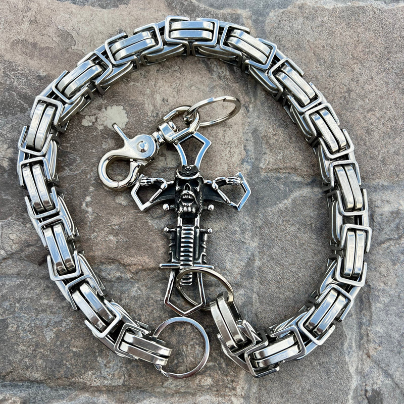 Sanity Steel Wallet Chain 24” Cowboy Cross Wallet Chain - Silver Daytona CVO - WC230CVO