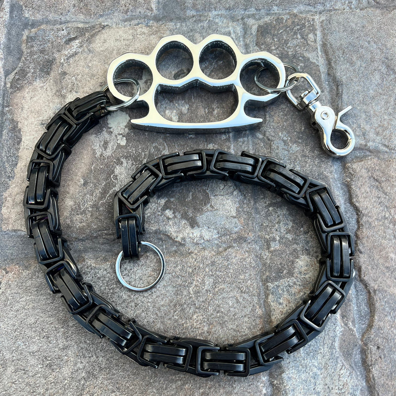 Sanity Steel Wallet Chain 24” Four Finger Wallet Chain - Black Daytona CVO - W/ Polished Four Finger Ring - WCK28CVO