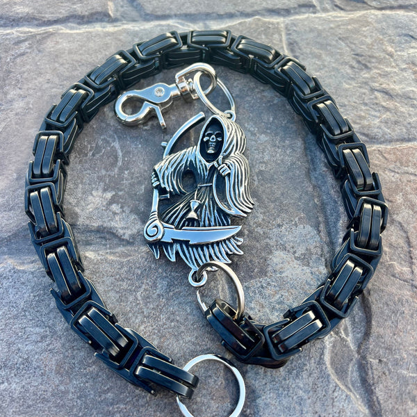 Sanity Steel Wallet Chain 24” Grim Reaper W/ Scythe Wallet Chain - Black Daytona CVO - WC453CVO