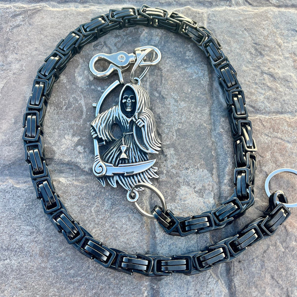 Sanity Steel Wallet Chain 24” Grim Reaper W/ Scythe Wallet Chain - Black Daytona Road King - WC453RK