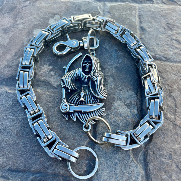 Sanity Steel Wallet Chain 24” Grim Reaper W/ Scythe Wallet Chain - Silver Daytona CVO - WC454CVO