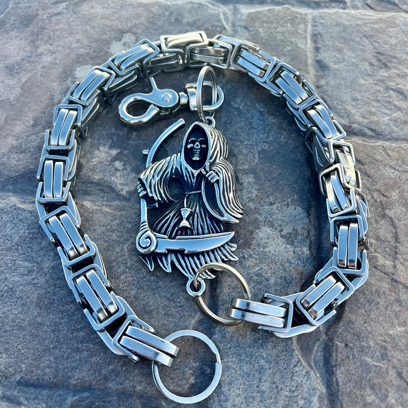 Sanity Steel Wallet Chain 24” Grim Reaper W/ Scythe Wallet Chain - Silver Daytona CVO - WC454CVO
