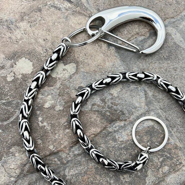 Sanity Steel Wallet Chain 27” Viking Warrior Wallet Chain - W/ Sanity’s Polished Hook Clip - WC143