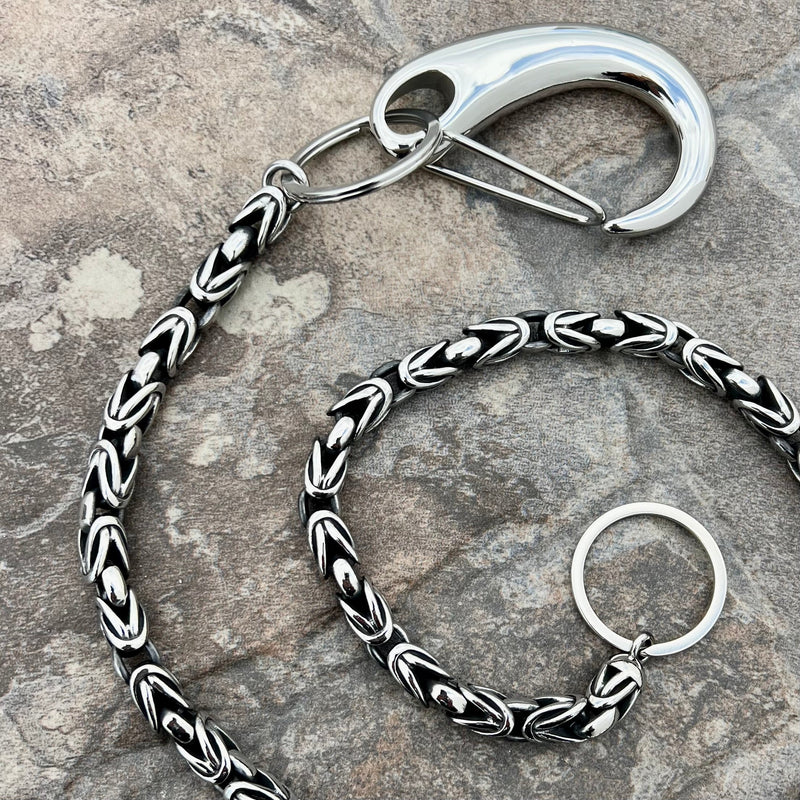 Sanity Steel Wallet Chain 27” Viking Warrior Wallet Chain - W/ Sanity’s Polished Hook Clip - WC143