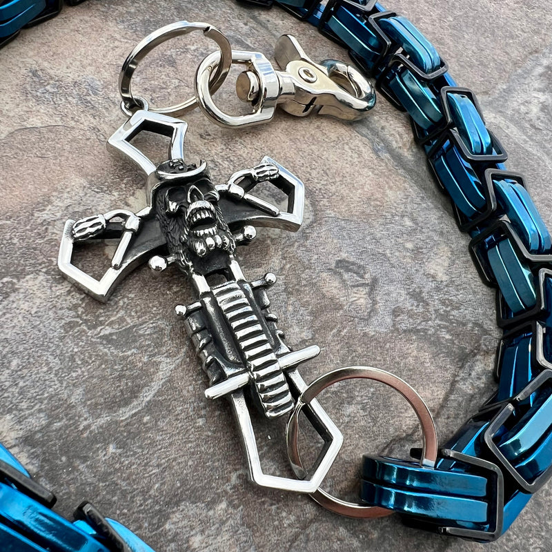 Sanity Steel Wallet Chain Cowboy Cross Wallet Chain - Black & Blue Daytona CVO - WC226CVO