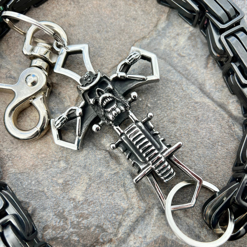 Sanity Steel Wallet Chain Cowboy Cross Wallet Chain - Black Daytona CVO - WC229CVO