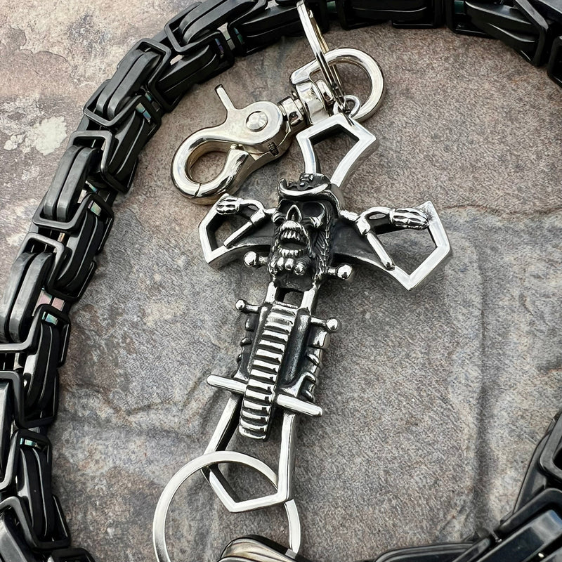 Sanity Steel Wallet Chain Cowboy Cross Wallet Chain - Black Daytona CVO - WC229CVO
