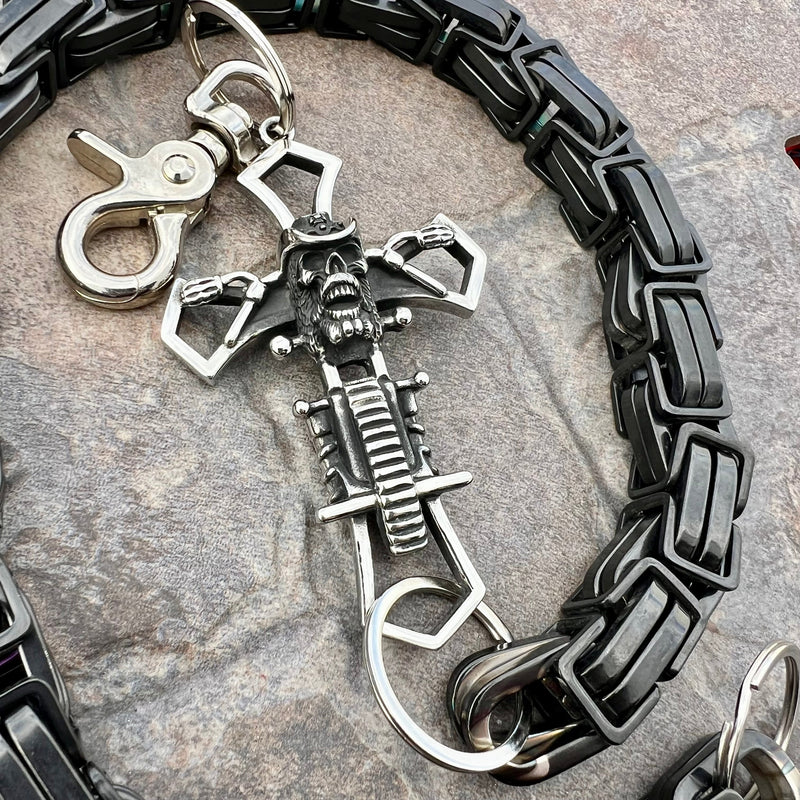 Sanity Steel Wallet Chain Cowboy Cross Wallet Chain - Black Daytona CVO - WC229CVO
