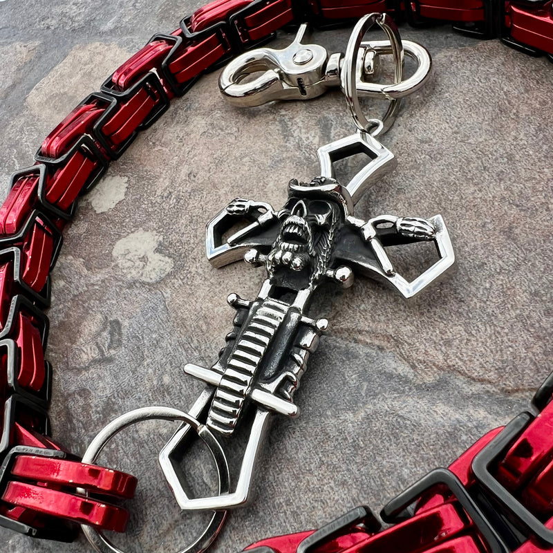Sanity Steel Wallet Chain Cowboy Cross Wallet Chain - Black & Red Daytona CVO - WC227CVO