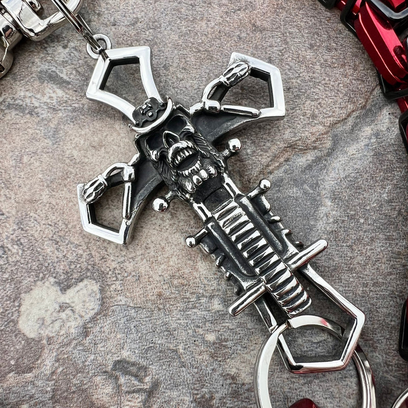 Sanity Steel Wallet Chain Cowboy Cross Wallet Chain - Black & Red Daytona CVO - WC227CVO