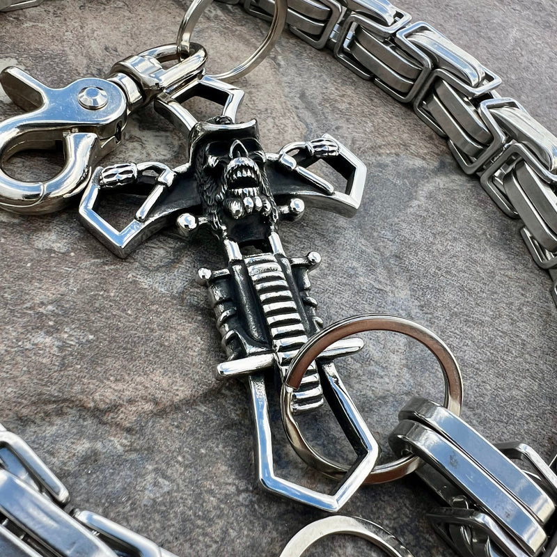 Sanity Steel Wallet Chain Cowboy Cross Wallet Chain - Silver Daytona CVO - WC230CVO