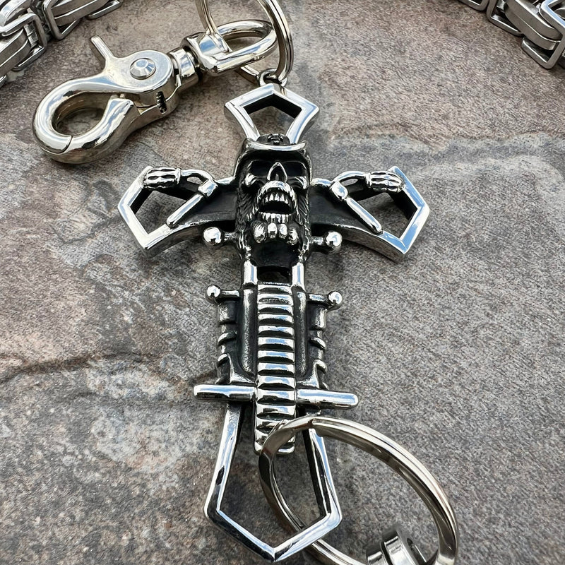 Sanity Steel Wallet Chain Cowboy Cross Wallet Chain - Silver Daytona Road King - WC230RK