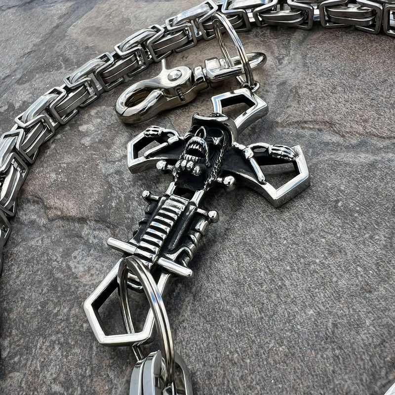 Sanity Steel Wallet Chain Cowboy Cross Wallet Chain - Silver Daytona Road King - WC230RK