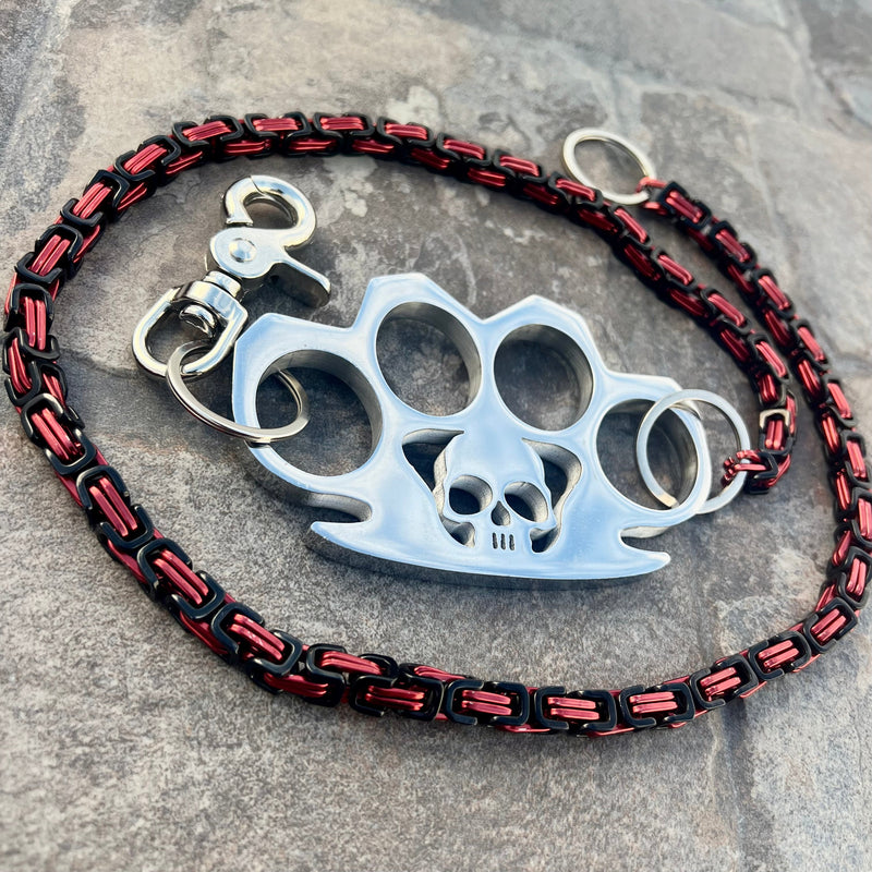 Sanity Steel Wallet Chain Four Finger Ring Wallet Chain Polished - Black & Red Daytona Deluxe - WC15D