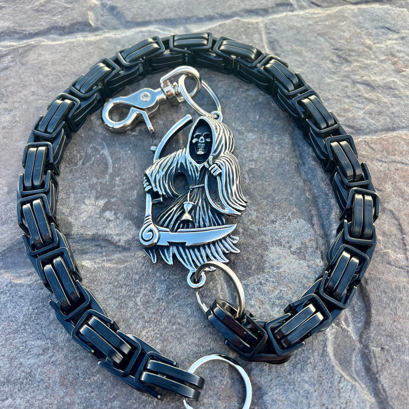 Sanity Steel Wallet Chain Grim Reaper W/ Scythe Wallet Chain - Black Daytona CVO - WC453CVO