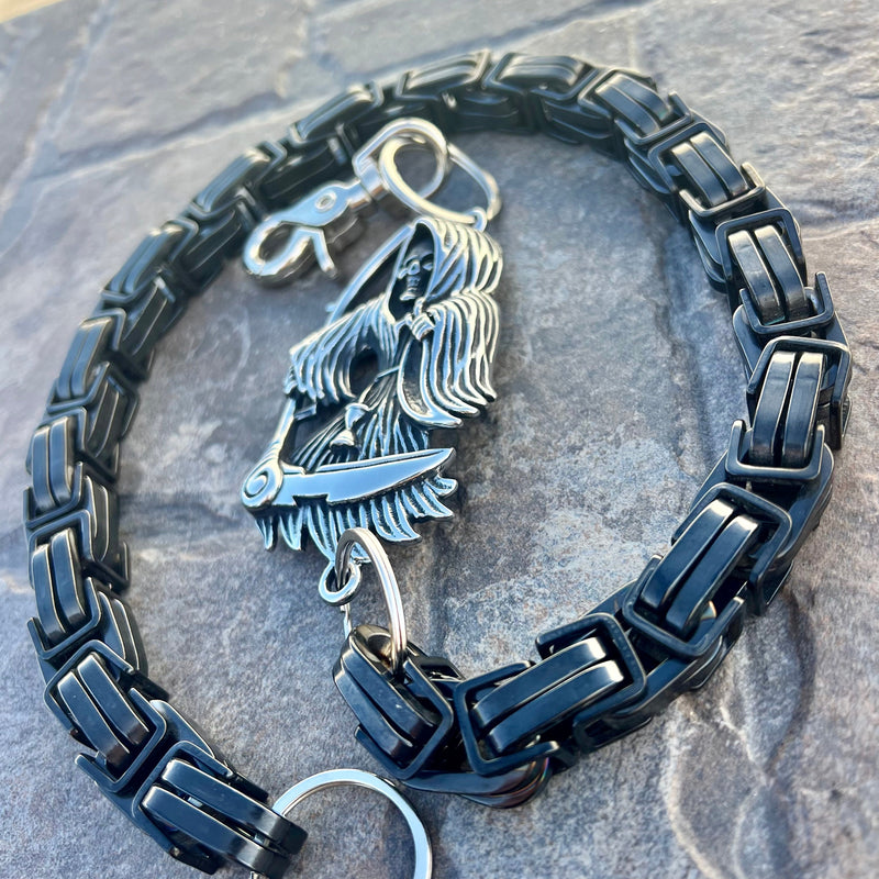 Sanity Steel Wallet Chain Grim Reaper W/ Scythe Wallet Chain - Black Daytona CVO - WC453CVO