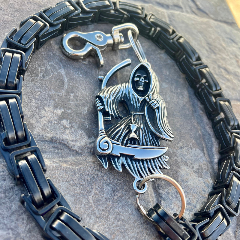 Sanity Steel Wallet Chain Grim Reaper W/ Scythe Wallet Chain - Black Daytona CVO - WC453CVO