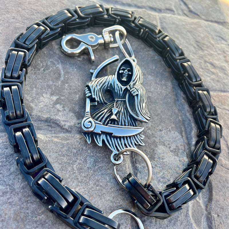 Sanity Steel Wallet Chain Grim Reaper W/ Scythe Wallet Chain - Black Daytona CVO - WC453CVO