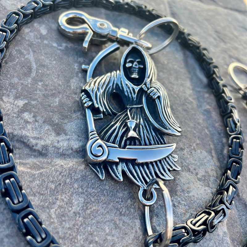Sanity Steel Wallet Chain Grim Reaper W/ Scythe Wallet Chain - Black Daytona Deluxe - WC453D