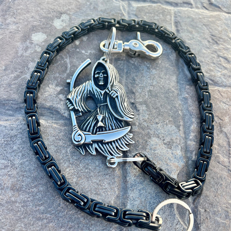 Sanity Steel Wallet Chain Grim Reaper W/ Scythe Wallet Chain - Black Daytona Heritage - WC453H