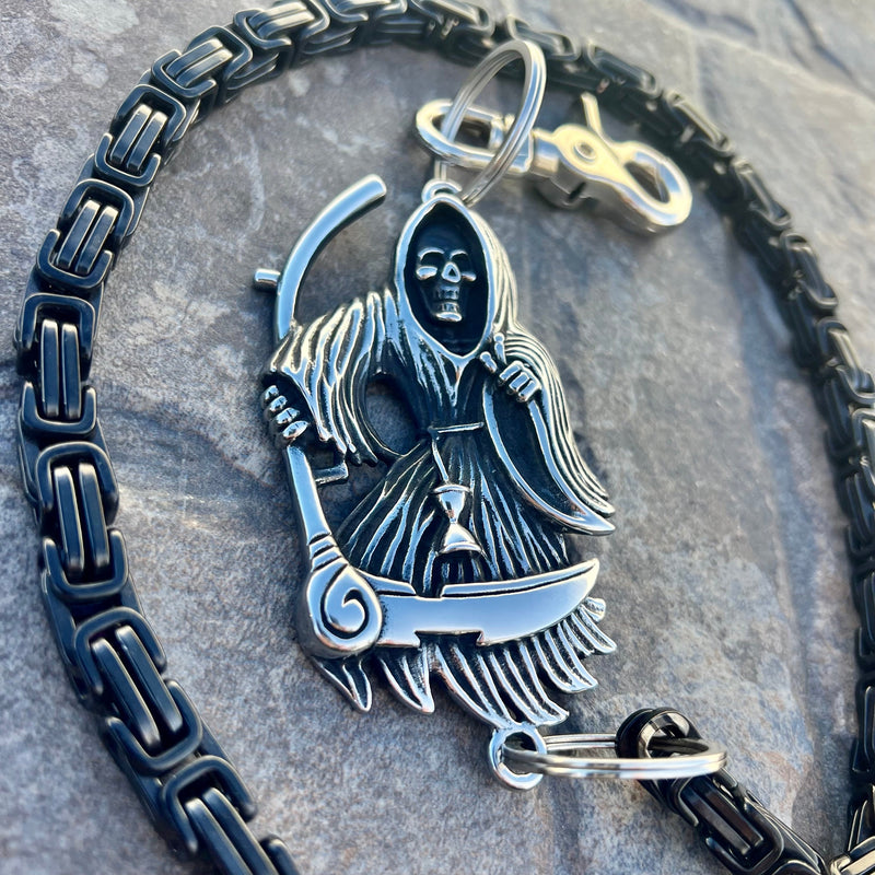 Sanity Steel Wallet Chain Grim Reaper W/ Scythe Wallet Chain - Black Daytona Road King - WC453RK