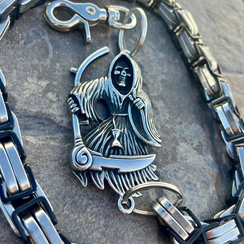Sanity Steel Wallet Chain Grim Reaper W/ Scythe Wallet Chain - Black & Silver Daytona CVO - WC452CVO