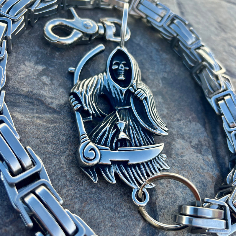 Sanity Steel Wallet Chain Grim Reaper W/ Scythe Wallet Chain - Silver Daytona CVO - WC454CVO