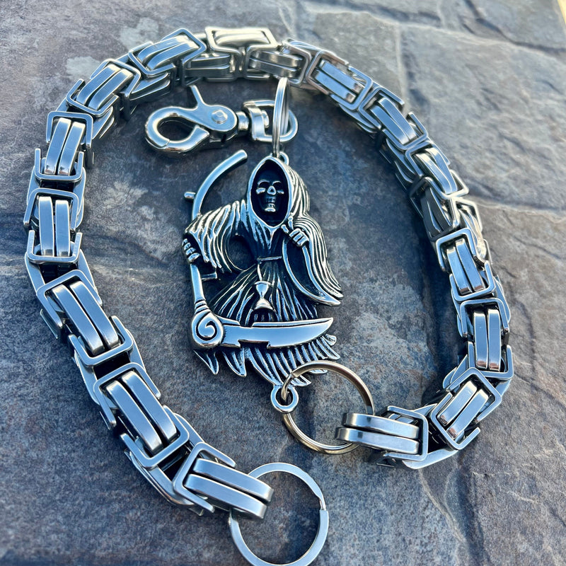 Sanity Steel Wallet Chain Grim Reaper W/ Scythe Wallet Chain - Silver Daytona CVO - WC454CVO