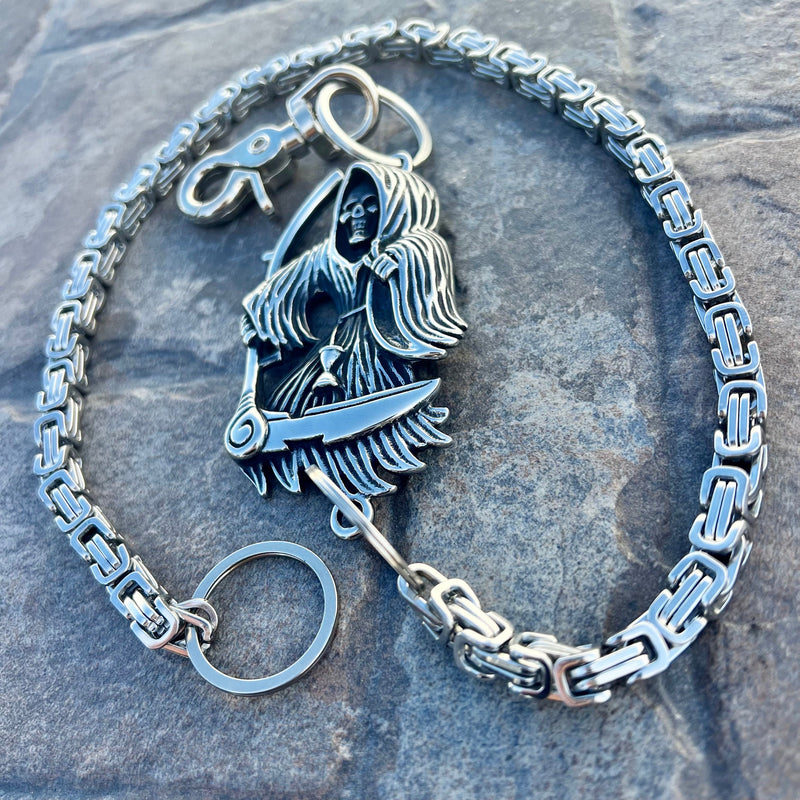 Sanity Steel Wallet Chain Grim Reaper W/ Scythe Wallet Chain - Silver Daytona Deluxe - WC454D