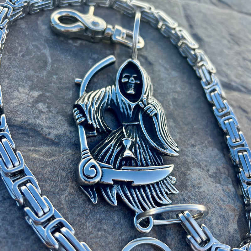 Sanity Steel Wallet Chain Grim Reaper W/ Scythe Wallet Chain - Silver Daytona Heritage - WC454H