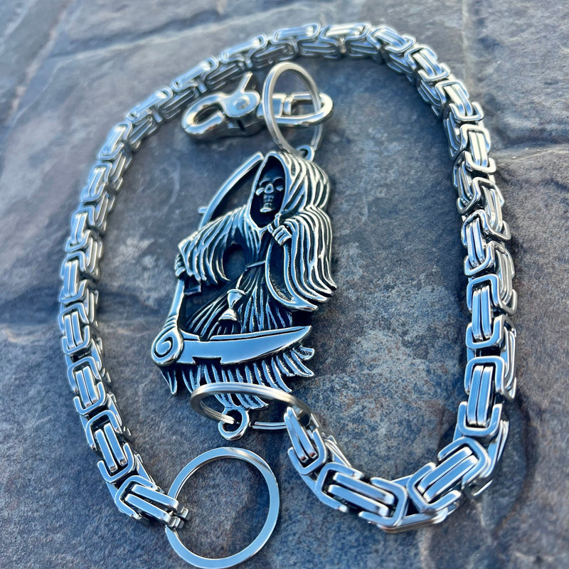 Sanity Steel Wallet Chain Grim Reaper W/ Scythe Wallet Chain - Silver Daytona Heritage - WC454H