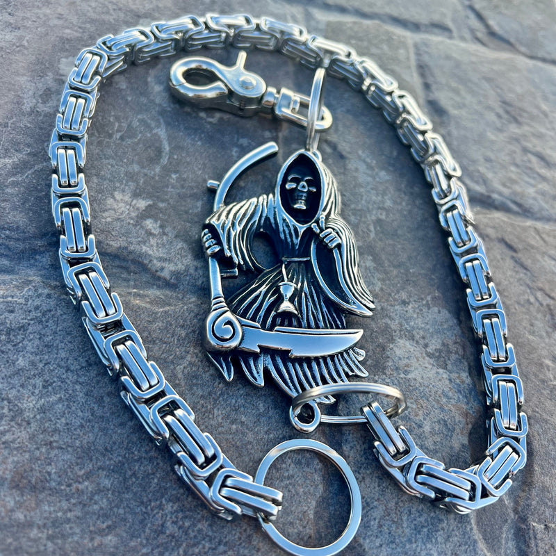 Sanity Steel Wallet Chain Grim Reaper W/ Scythe Wallet Chain - Silver Daytona Heritage - WC454H