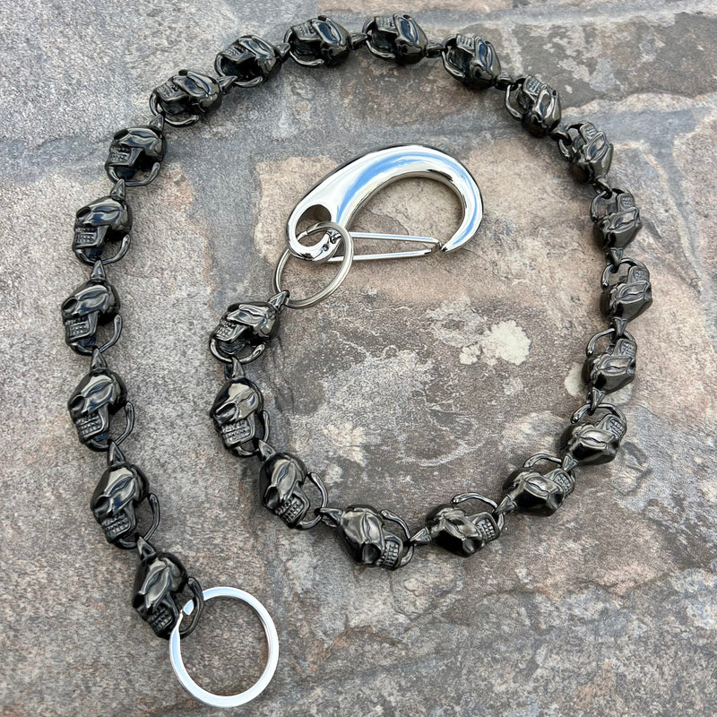 Sanity Steel Wallet Chain Hellride Custom Skull Wallet Chain Black 1” - W/ Sanity’s Black Hook Clip