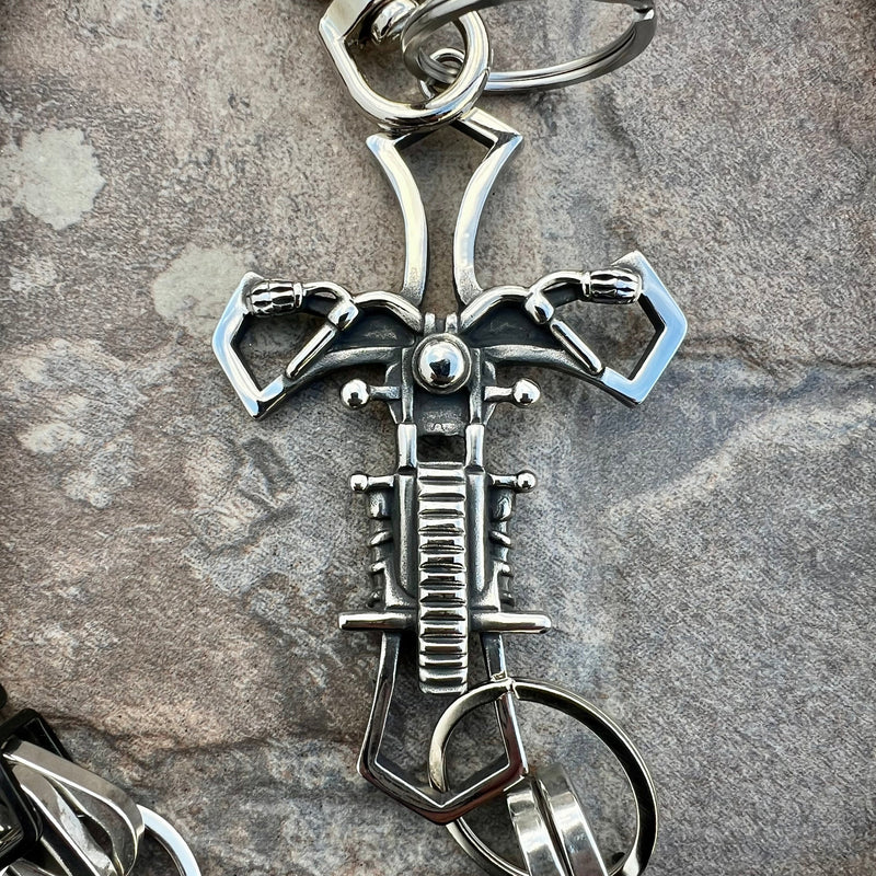 Sanity Steel Wallet Chain Motorcycle Cross Wallet Chain - Black & Silver Daytona CVO - WC228CVO