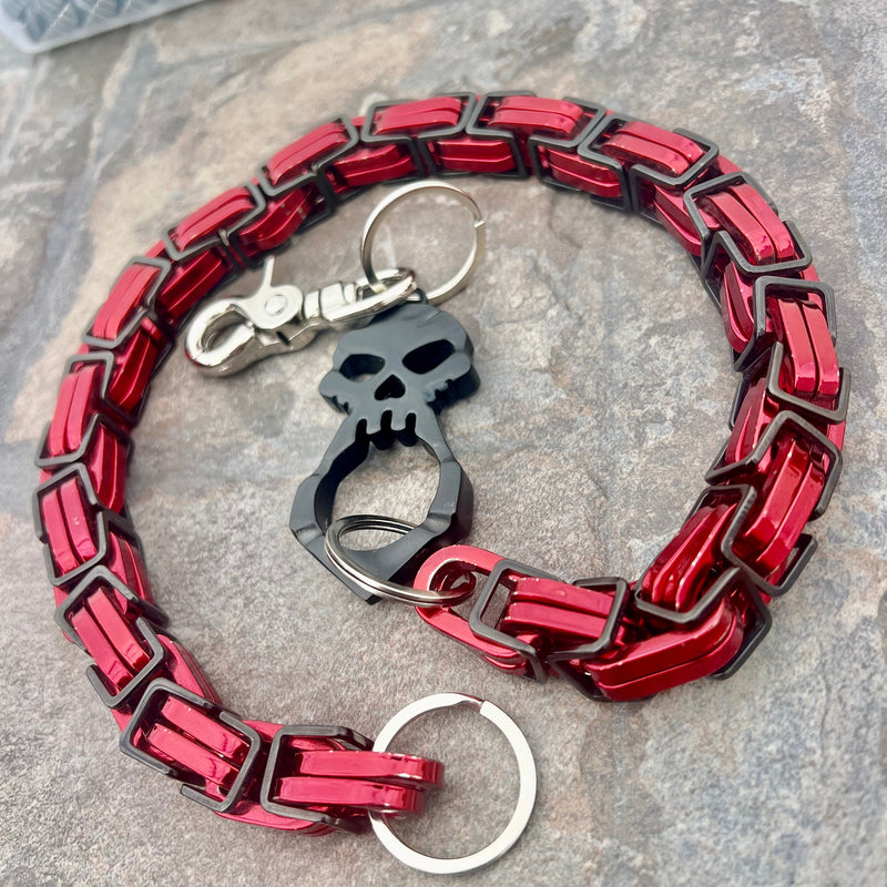 Sanity Steel Wallet Chain One Finger Ring Black Wallet Chain - Black & Red Daytona CVO - WC046CVO