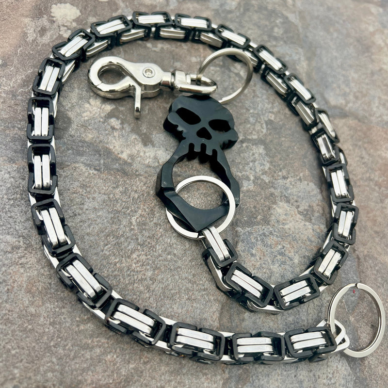 Sanity Steel Wallet Chain One Finger Ring Black Wallet Chain - Black & Silver Daytona Heritage - WC047H