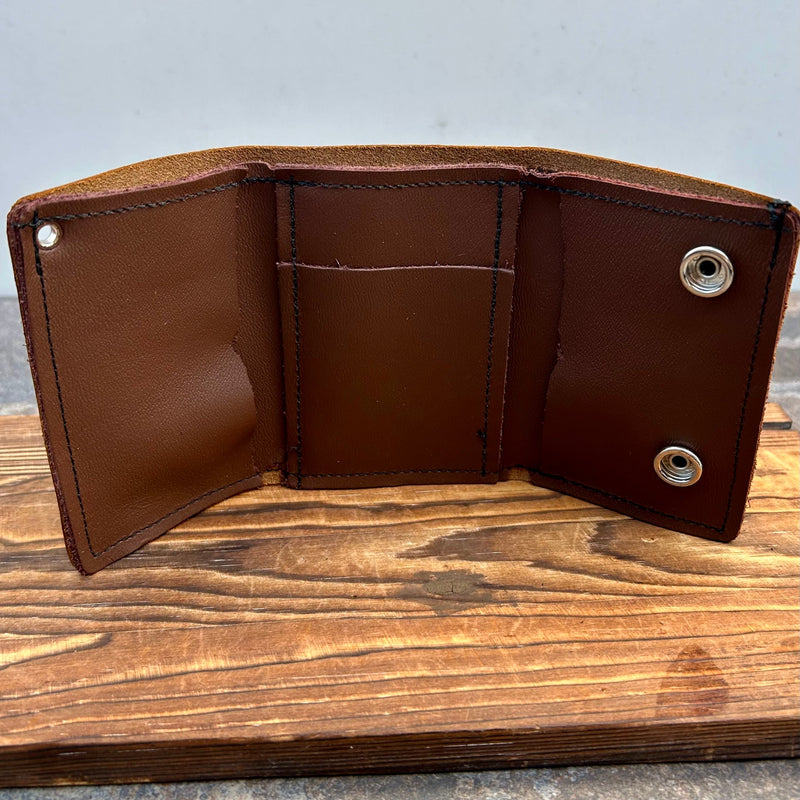 Sanity Steel Wallet Wallet - Brown Tri-Fold - 3.5” x 4.25” - Genuine Leather - TWB3x4