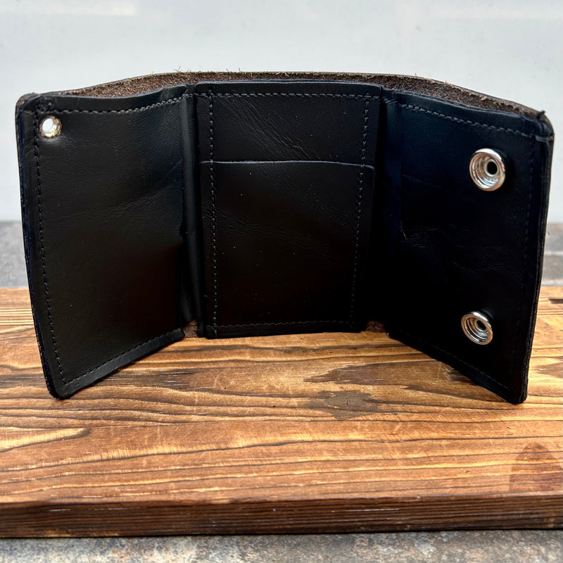 Sanity Steel Wallet Wallet - Charcoal Tri-Fold - 3.5” x 4.25” - Genuine Leather - TWC3x4