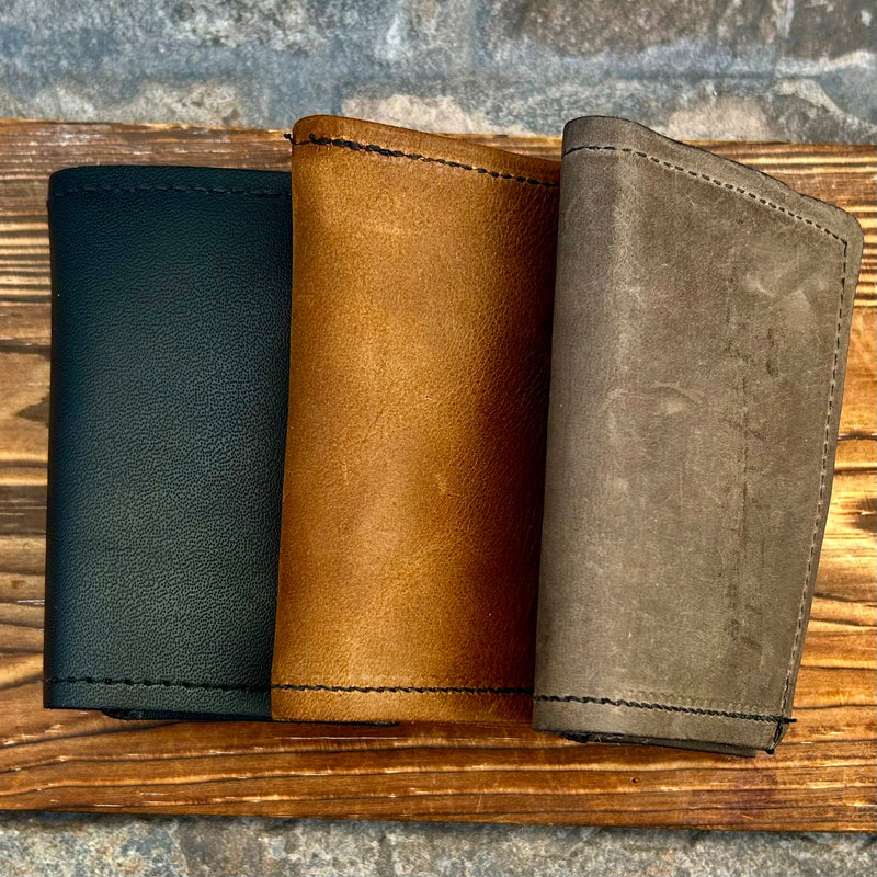 Sanity Steel Wallet Wallet - Charcoal Tri-Fold - 3.5” x 4.25” - Genuine Leather - TWC3x4